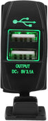 Dual USB, Waterproof 12-24V 3.1A Dual USB Ports Car Socket Power Adapter with LED(Green)...