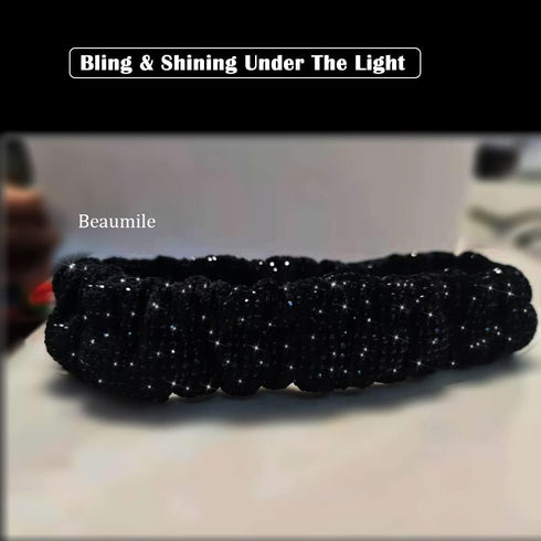Bling Rearview Mirror Accessories Elastic Plush Car Rear View Mirror Cover for Women Bling Car Accessories Universal Fit Black...