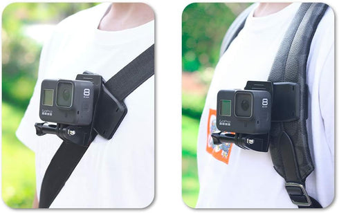 SUREWO Backpack Strap Mount Quick Clip Mount Compatible with Gopro Hero 12/11/10/9/8/7/6(2018)/5 Black,DJI Osmo Action and More...