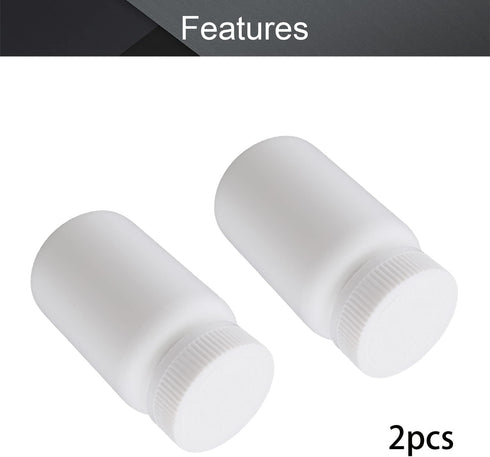 Othmro PE Plastic Lab Chemical Reagent Bottles 2pcs, 200ml/6.8oz Wide Mouth 42mmID Round Sample Liquid Storage Container Sealing Bottles White wit...