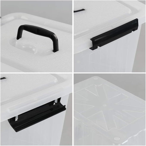Obstnny 12 Quart&6 Quart Plastic Latching Box With Handles, Clear Storage Bins with Lid...