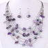 Pingyongchang Bohemian 3- Layer Illusion Thread Long Necklace Earrings set with Ladies Crystal beads...