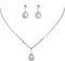 CIEHER Silver 2/3 Pieces Women Jewelry Set - Drop Necklace + Crystal Teardrop Dangle Earring Clips, Crystal Clip On Earrings Silver Non Pierced fo...