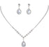 CIEHER Silver 2/3 Pieces Women Jewelry Set - Drop Necklace + Crystal Teardrop Dangle Earring Clips, Crystal Clip On Earrings Silver Non Pierced fo...