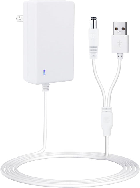 Baby Swing Power Cord for Ingenuity InLighten, Simple Comfort and Swing'n Go Charger, 2-in-1 Charging Cable with USB A and DC Plug, Power Adapter...