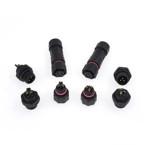 AOHUA M12 Waterproof Connector IP68 Outdoor Electrical plug for 2 Or 3-pin Cables Ø 4.5-7.5mm UL Certification (Black)(6 Pack)...