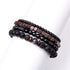 Natural Stone Leather Bracelet Set Obsidian Volcanic Stone Tiger Eye Stone Bead Bracelet Punk Style Men's Bracelet Set (bra000034)...