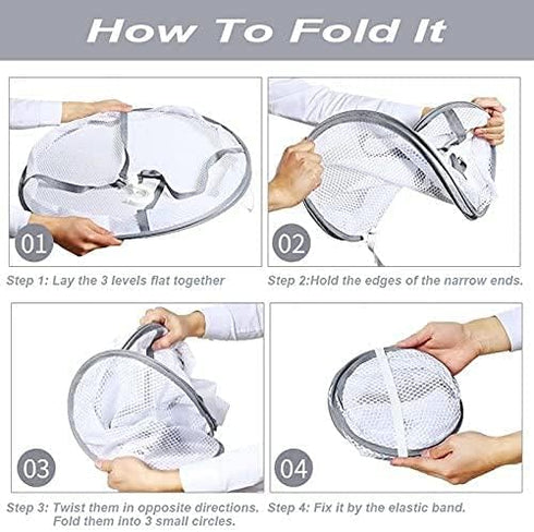Looca 3-Tier Folded Mesh Clothes Hanging Dryer Sweater Drying Rack 30.3" L * 24.5" W*30.7" H...