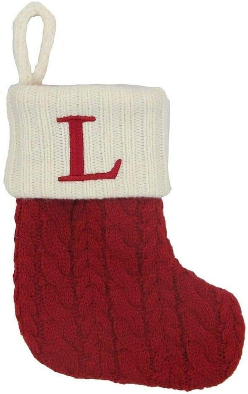 Mini 7-in Knit Monogram Wool & Wool Blend Christmas Stocking, Letter L...