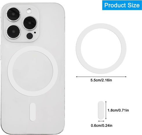 6 Pack Universal Metal Rings Sticker Compatible with MagSafe Magnetic Wireless Charger iPhone 13 12 Pro Mini Max, Ultra-Thin Car Charger Conversio...