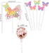 Newmemo 12pcs Gradient Sequins Butterfly Cake Toppers, Rose Gold Confetti Balloon Cake Supplies, Glitter Butterflies Cupcake Toppers Picks, Butter...