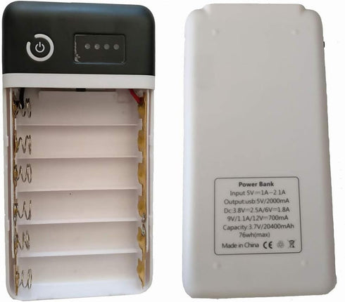 18650 Mobile Battery Box with LED Light and Battery Indicator,Dual USB and DC Outputs for iPhone and Android Phones......