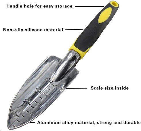 Garden Trowel Hand Shovel with Soft Rubberized Non-Slip Ergonomic Handle for Planting Transplanting, Weeding, Moving and Smoothing Soil-Gardening ...