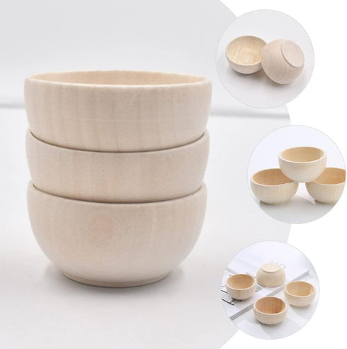 SEWACC 5pcs Wooden Bowls Unfinished Bowls Unpainted Wooden Bowls Serving Bowl Wood Crafts Bowls Pinch Bowls for Fruits Salad Cereal...