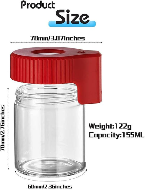 Magnifying Jar with Light, Light-Up LED Transparent Glass Air Tight Storage Jars Magnifying Viewing Jar (Red)...