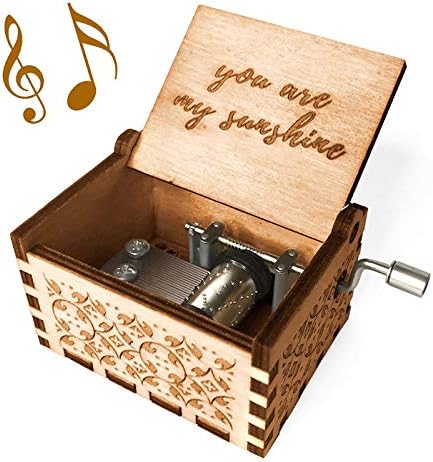 Ucuber You are My Sunshine Music Box, Wood Laser Engraved Cute Box Best Gift for Wife, Son, Daughter, Dad, Mom, Wedding Anniversary Birthday Chris...