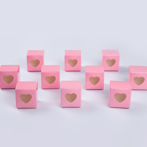 AWELL Pink Gift Boxes 2x2x2 inch with Clear Plastic Window for Candy Treat Gift Wrap Box Party Favor 50pc by MOWO...