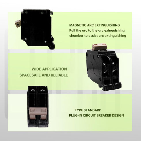 Breaker Circuit Type 3/4-Inch Plug-On Breaker 2-Pole 10 Kaic 60-Amp 120/240V Compatible with Culter Hammer Load Centers...