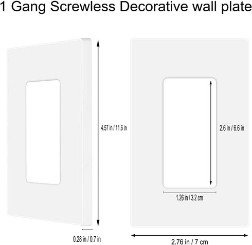 Screwless Decorator Wall Plates 1-Gang Switch Outlet Electrical Cover Pate Unbreakable Thermoplastic Faceplate for Decorative Receptacle Outlet Sw...