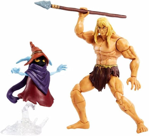 Masters of the Universe Masterverse Revelation Savage He-Man Action Figure with 30+ Articulated Joints, 3 Weapons, Harness & Orko Figure with ‘Flo...