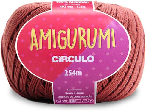 Circulo Amigurumi Yarn, 100% Mercerized Brazilian Virgin Cotton - Cotton Yarn for Crocheting and Knitting, Soft Yarn, Brown Yarn Art - Sport Weigh...