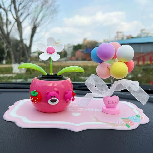 Rose Red Solar Dancing Flower Car Dashboard Decorations - Funny Solar Powered Dancing Flower Pot Flower Swinging Toy for Car Decor Funny Gifts for...