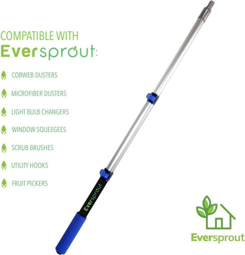 EVERSPROUT 1.5-to-3 Foot Telescopic Extension Pole | Lightweight Sturdy Aluminum Handle | Easy to Use Flip-Tab Lock Mechanism | Twist-On Metal Tip...