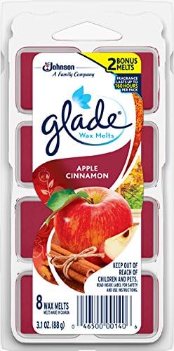 Glade Wax Melts Air Freshener, Scented Candles with Essential Oils for Home and Bathroom, Apple Cinnamon, 8 Count...