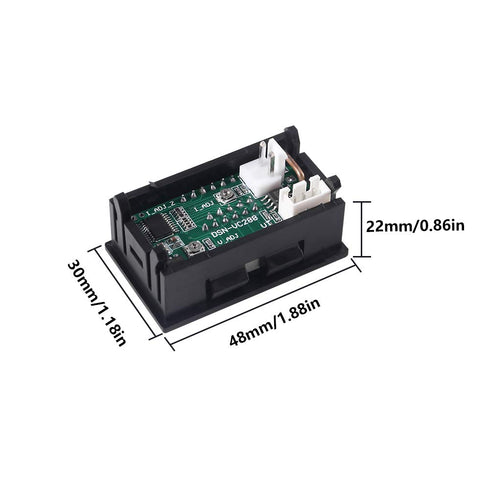 2pcs 0.28" LED Voltmeter Ammeter, Red and Blue Digital Multimeter Display Voltage Current Tester,DC 0-100V 10A Detector Voltage Current Meter Pane...