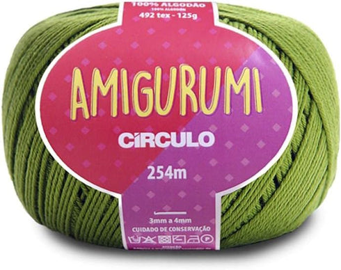 Circulo Amigurumi Yarn, 100% Mercerized Brazilian Virgin Cotton - Cotton Yarn for Crocheting and Knitting, Soft Yarn, Green Yarn Art - Sport Weigh...