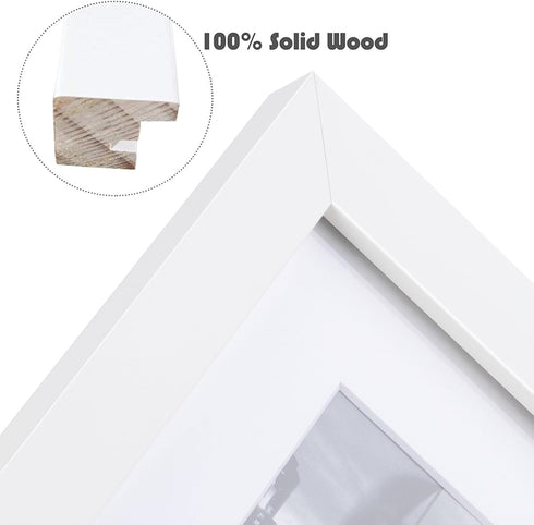 Golden State Art, 8x10 White Photo Wood Collage Frame with Tempered Glass and White Mat Displays (2) 4x6 Pictures...