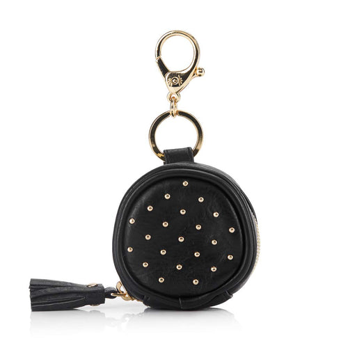 Chelsea + Cole for Itzy Ritzy Studded Pacifier Case with Clip; Pacifier Charm Pod Includes Clasp, Measures 2.5" in Diameter & Holds 2 Pacifiers; B...