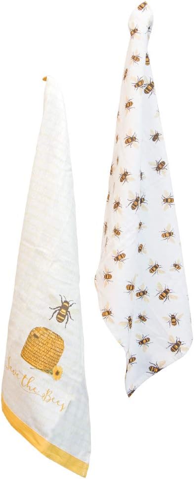 Boston International - URB19250 Boston International Cotton Kitchen Dishcloth Tea Towels, 28 x 18-Inches, Save the Bees...