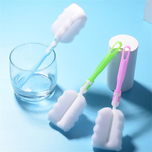 3PCS Bottle Brush,Bottle Washer Set Long Sponge Bottle Cleaning Brushes Baby Bottle Cleaner Brush, Nipple Brush, Blue, Green, Pink...