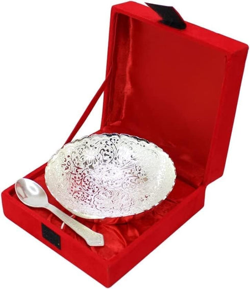 NOBILITY Silver Plated Bowl Spoon set for Diwali Wedding Housewarming Return Gift items 1 Set...