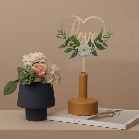 Wedding Cake Topper - Rustic Theme for Bridal Shower Engagement Anniversary Party Decoration , Personalized Heart Shaped , Wooden...