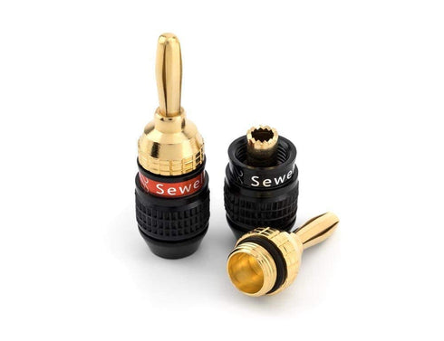 Deadbolt Banana Plugs 5-Pairs by Sewell, Gold Plated Speaker Plugs, Quick Connect...
