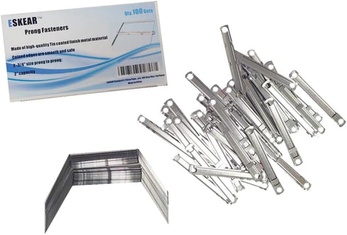 Standard 2-Piece Paper Fasteners, 2 Inch Capacity, 2.75 Inch Centers, 100 Sets/Box, Tin plated...