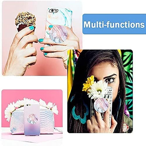 Multi-Function Cell Phone Stand,Colorful Marble Expanding Stand Grip for Smartphones and Tablets (4 Pack)...