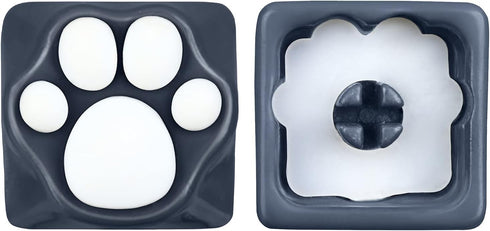 MAYL 2 Pack Keyboard Keycaps Metal and Rubber Keycaps Grey Keycaps Cute Cat Paw Keycap Kawaii Keycaps Custom Keycaps with Keycap Puller (Grey Base...