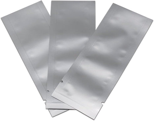 PABCK 100 Pcs 1.38x3.94 inch (Inside Size 0.98x3.54 inch) Coffee Food Storage Heat Sealable 3.34mil Mylar Pure Foil Bag Vacuum Pouch for Sampling ...