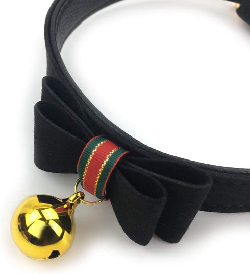 Christmas Bell Choker Collar Necklace Lolita Bow Collar Cat Kitty Velvet Necklace (Z1)...