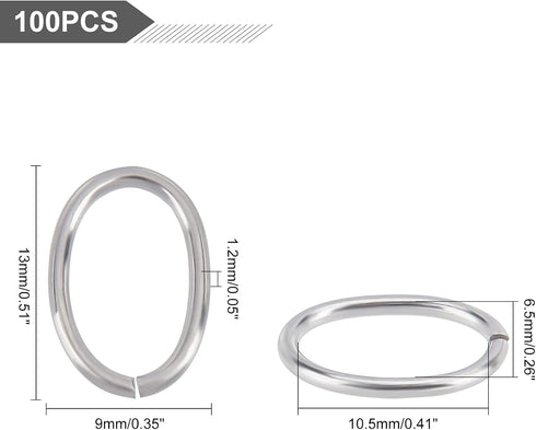 UNICRAFTALE about 100pcs 13mm Oval Close but Unsoldered Jumps Rings 304 Stainless Steel Jump Rings Connectors O Rings for DIY Bracelet Necklaces J...