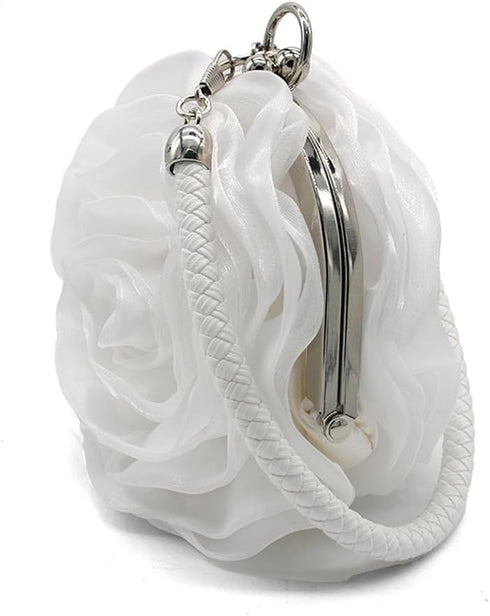 Rose Shaped Evening Bag Soft Satin Clutch Purse Floral Wristlet Handbag for Women Wedding Party Purse...