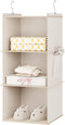Hanging Closet Organizer, 3-Shelf Closet Hanging Storage Shelves, Beige...