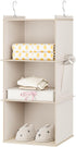 Hanging Closet Organizer, 3-Shelf Closet Hanging Storage Shelves, Beige...