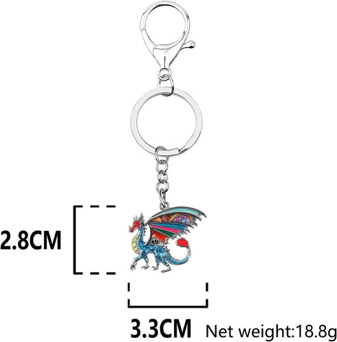 BONSNY Enamel Metal Novelty Fantasy Dragon Dinosaur Keychains For Women Gift Car Purse Rings Charms Lucky Symbol...