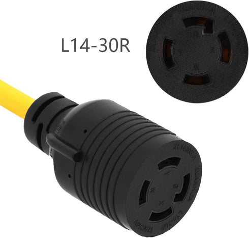Nema 5-15P male L14-30R Female Power Adapter Cord,Household 15Amp to Generator Lock In 30Amp Adapter Cord,STW 12AWG Length= 28CM...