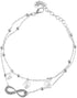 Boho Infinite Anklet Bracelets Pearl Layered Anklet Chain Silver Beach Foot Jewelry for Women...