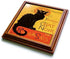 3dRose Le Chat Noir-Advertising, Art Nouveau, Black Cat, Cat, Cats, Chat Noir, Le Chat Trivet with Ceramic Tile, 8 by 8", Brown...